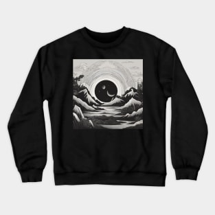 black and white painting of mountains artist Crewneck Sweatshirt